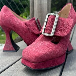 John Fluevog Mega Munster Baroque in burgundy Size 9